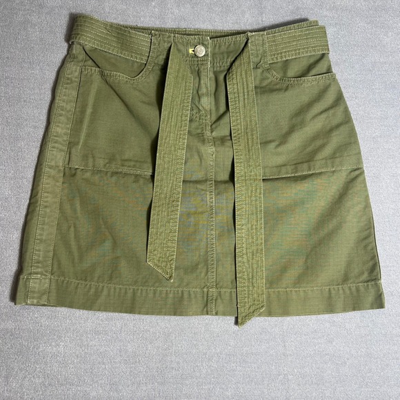 J. Crew Dresses & Skirts - J.Crew Army Green Ripstop Cotton Utility Mini Skirt with Tie Belt Size 2